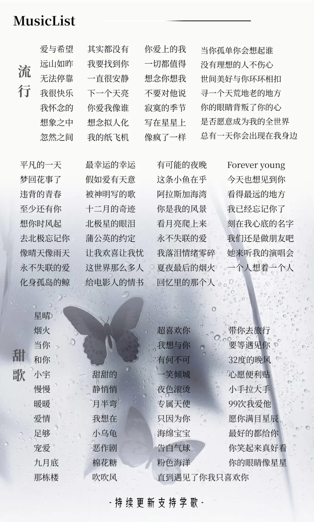 歌单，新学的歌在评论区