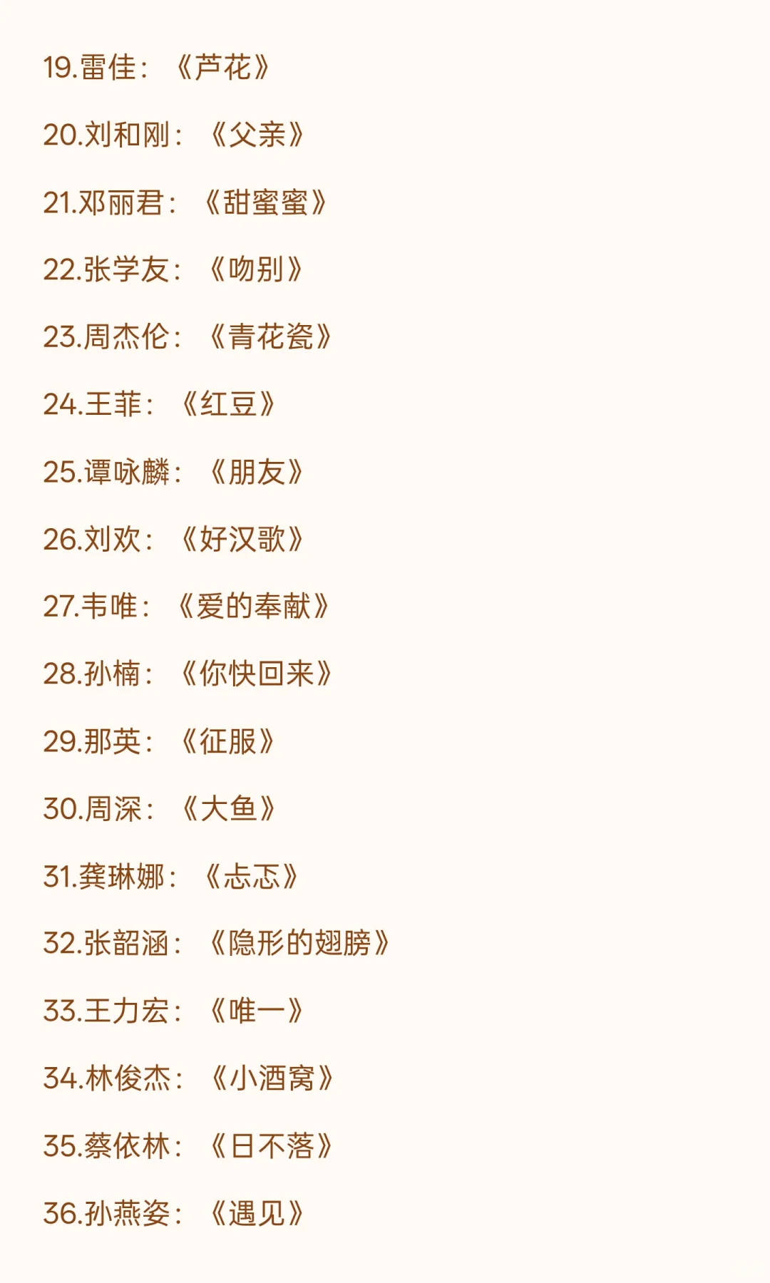 一人一首成名曲：中国乐坛影响力歌单大盘点