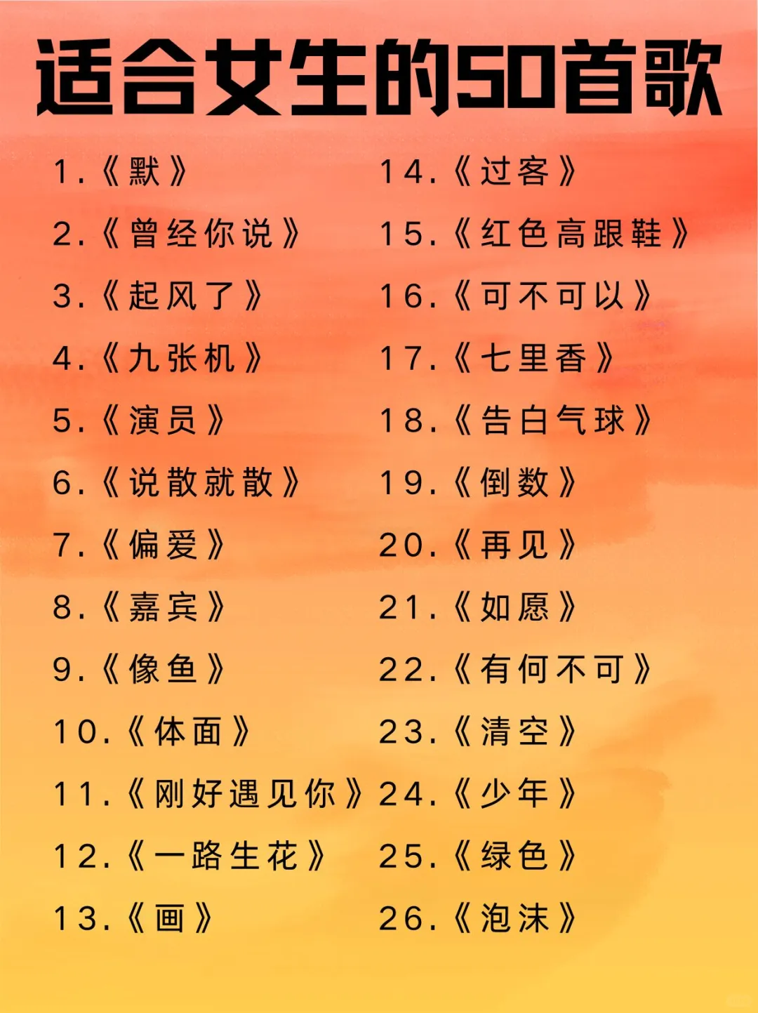 适合女生唱的歌单|超级好听✨