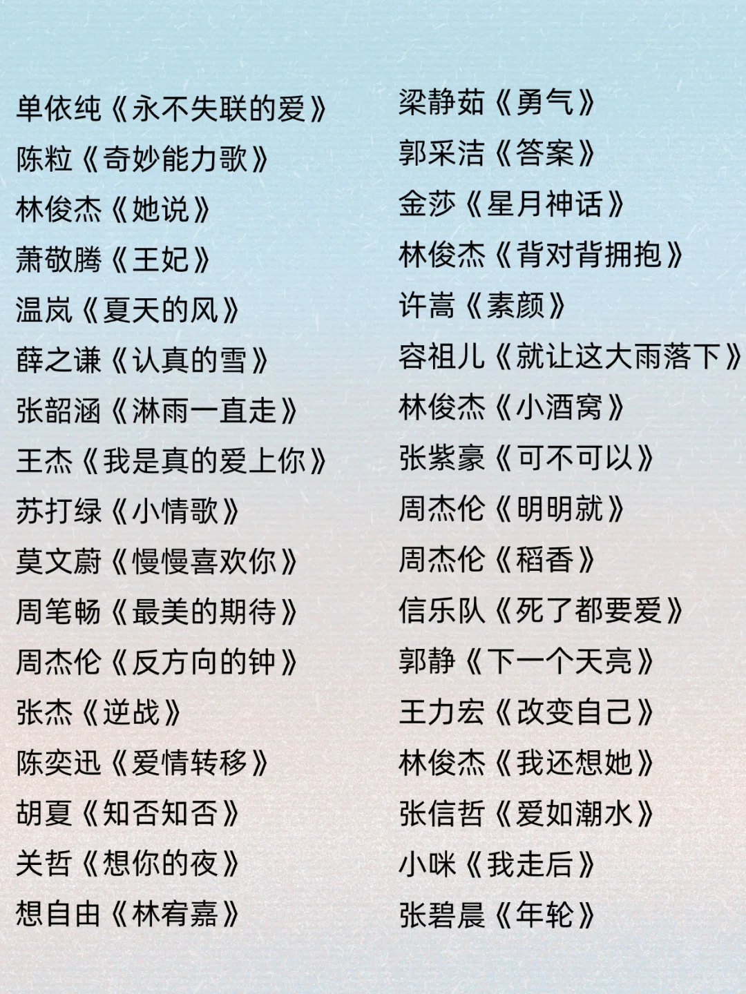 KTV必唱歌单！！！