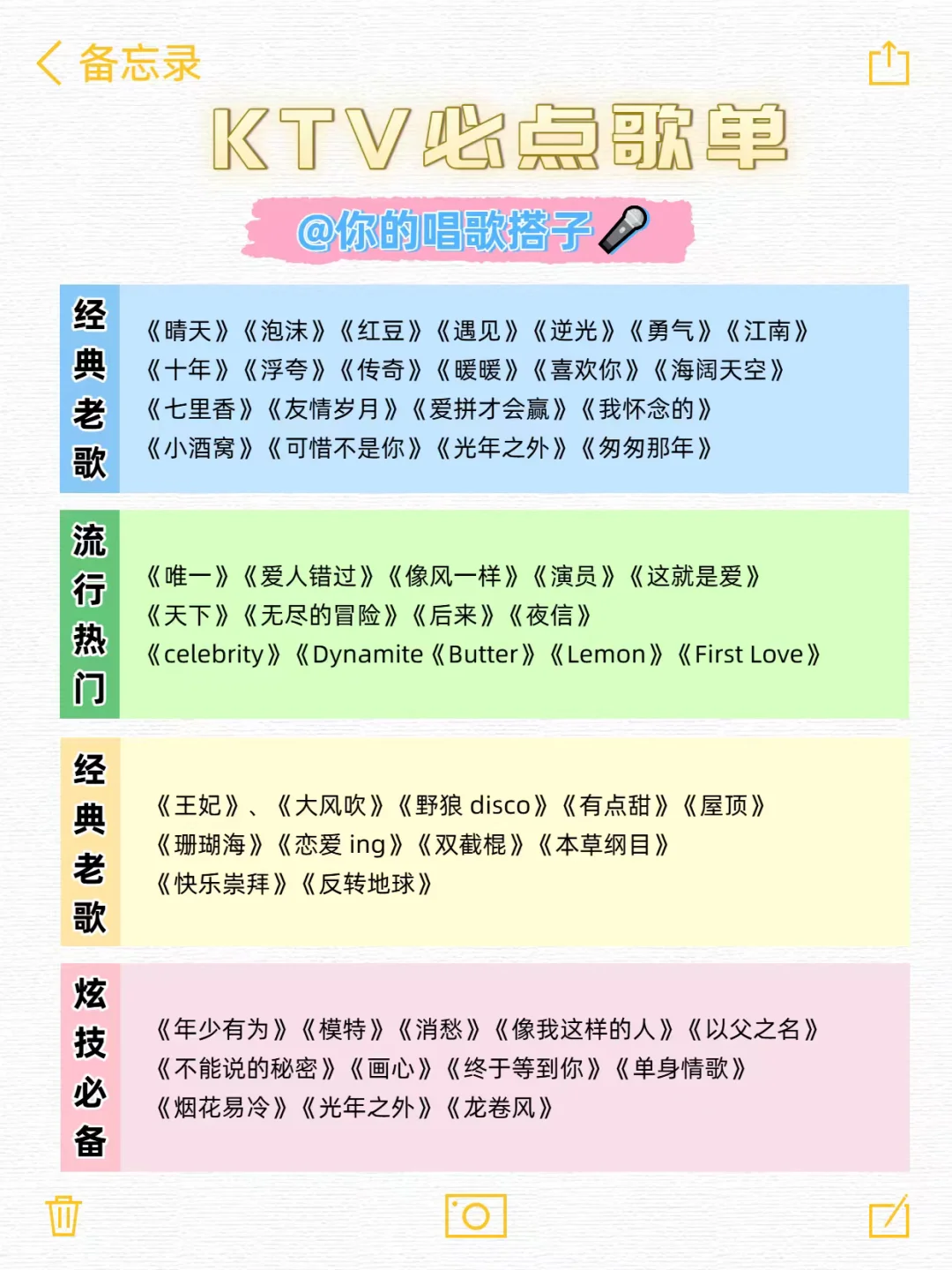 承包你KTV的歌单！秒变麦霸