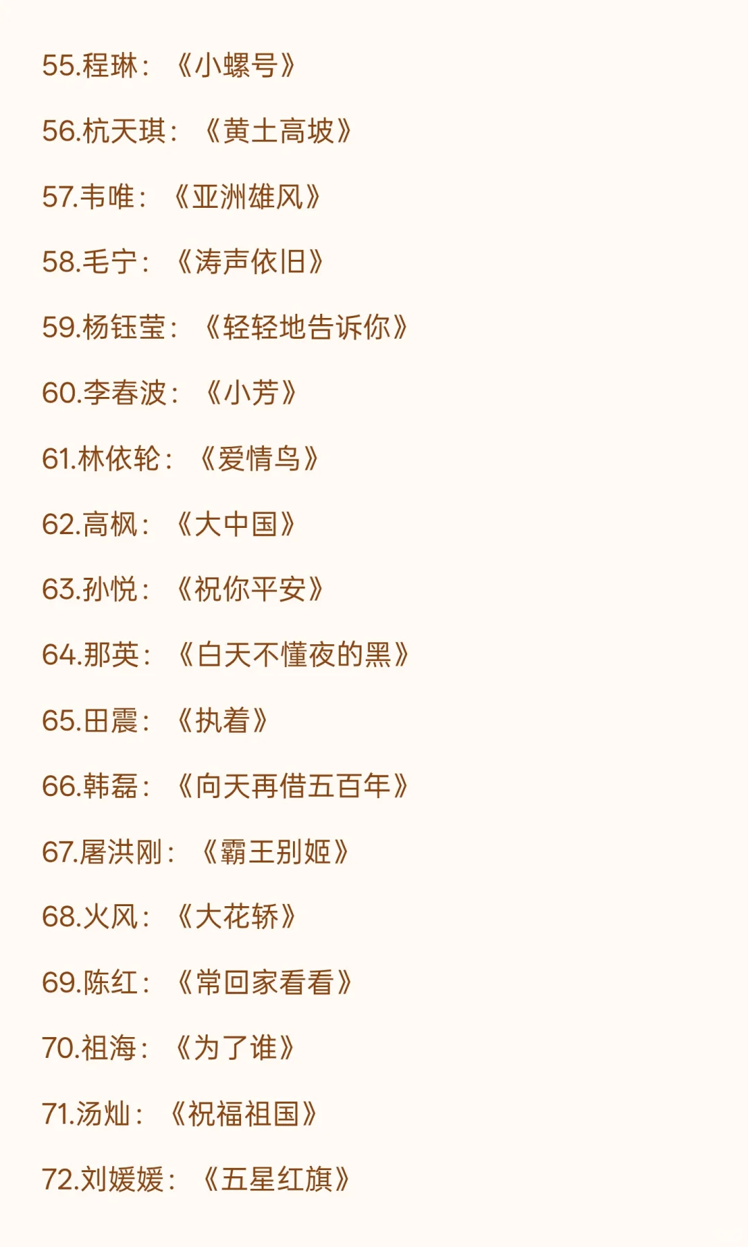 一人一首成名曲：中国乐坛影响力歌单大盘点