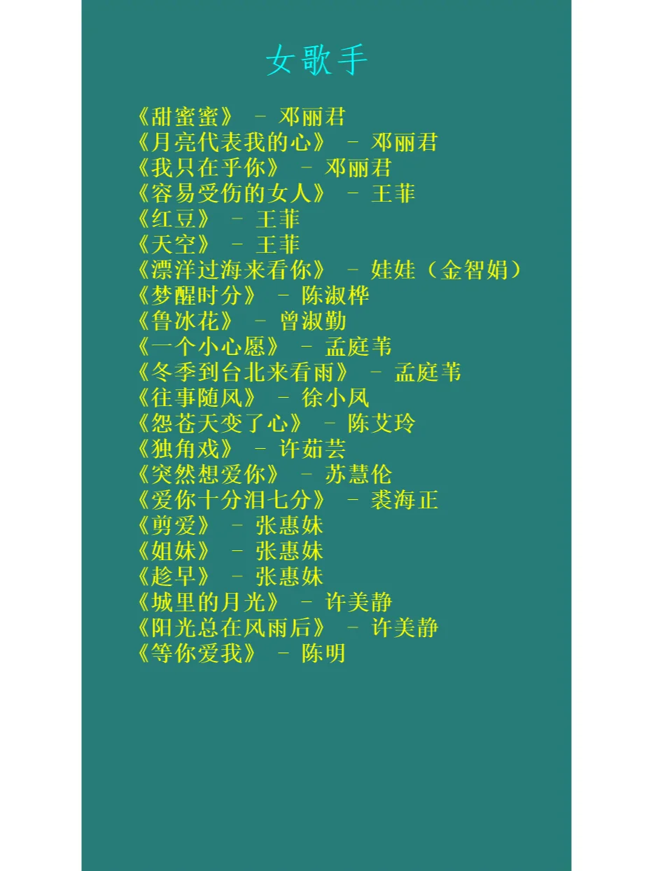 80/90青春回忆金曲歌单