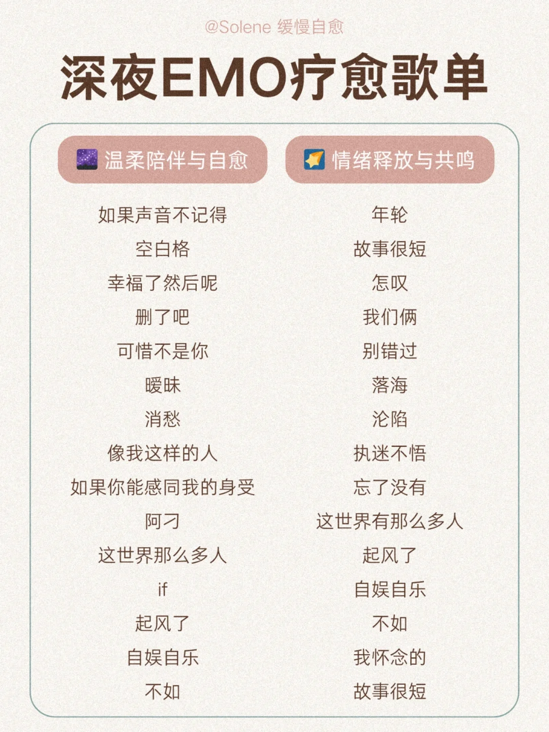 深夜emo歌单｜60首疗愈情绪