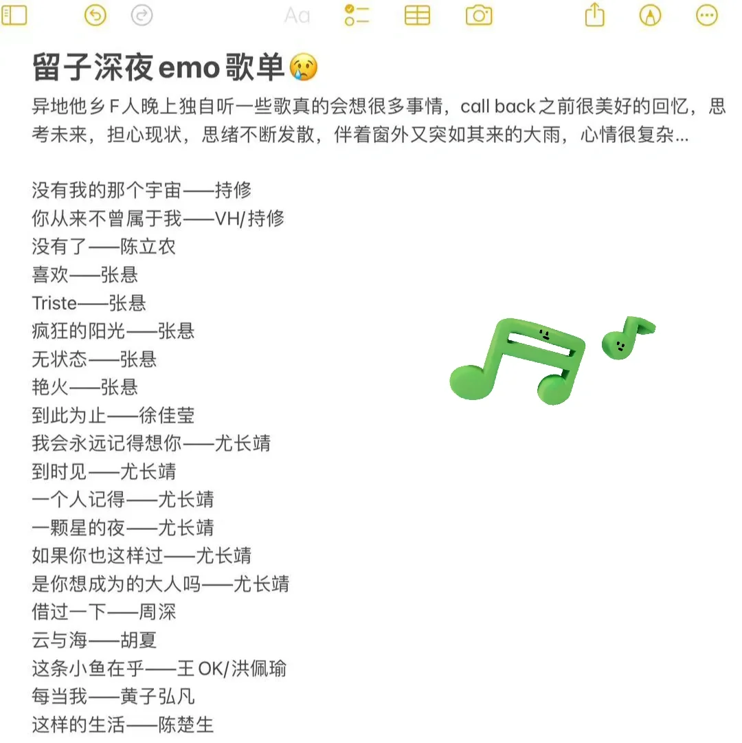 留子近期深夜EMO歌单😢