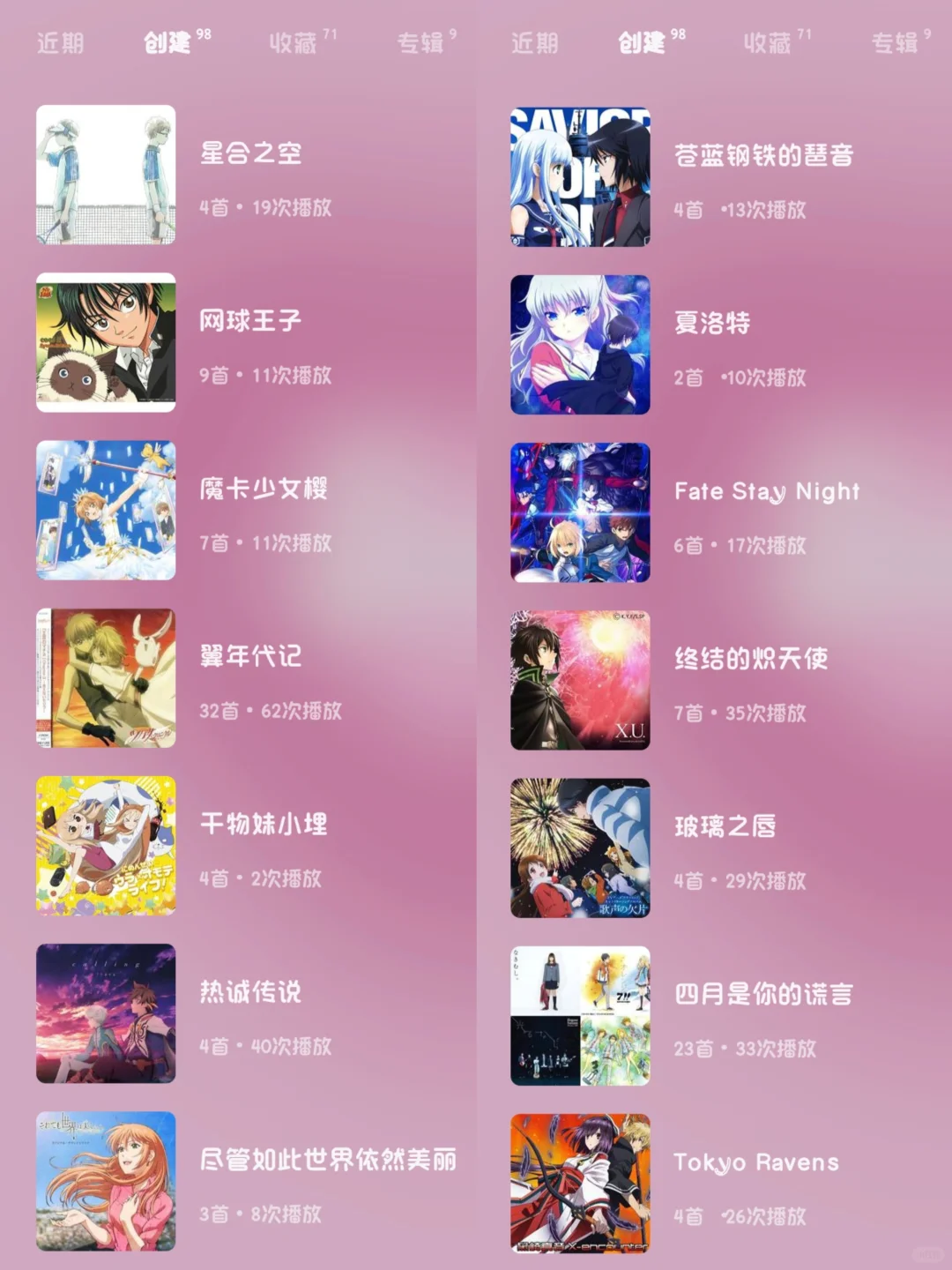 看番建的歌单😂(不完全统计)