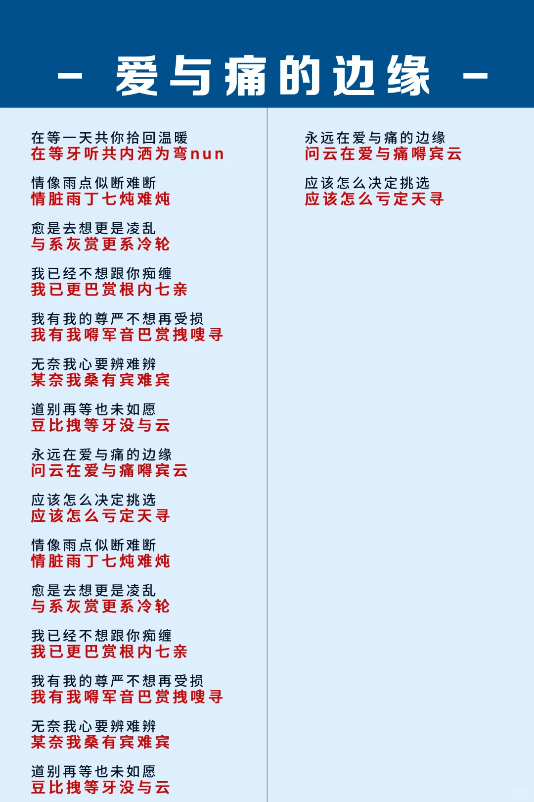 《爱与痛的边缘》粤语中文谐音完整版