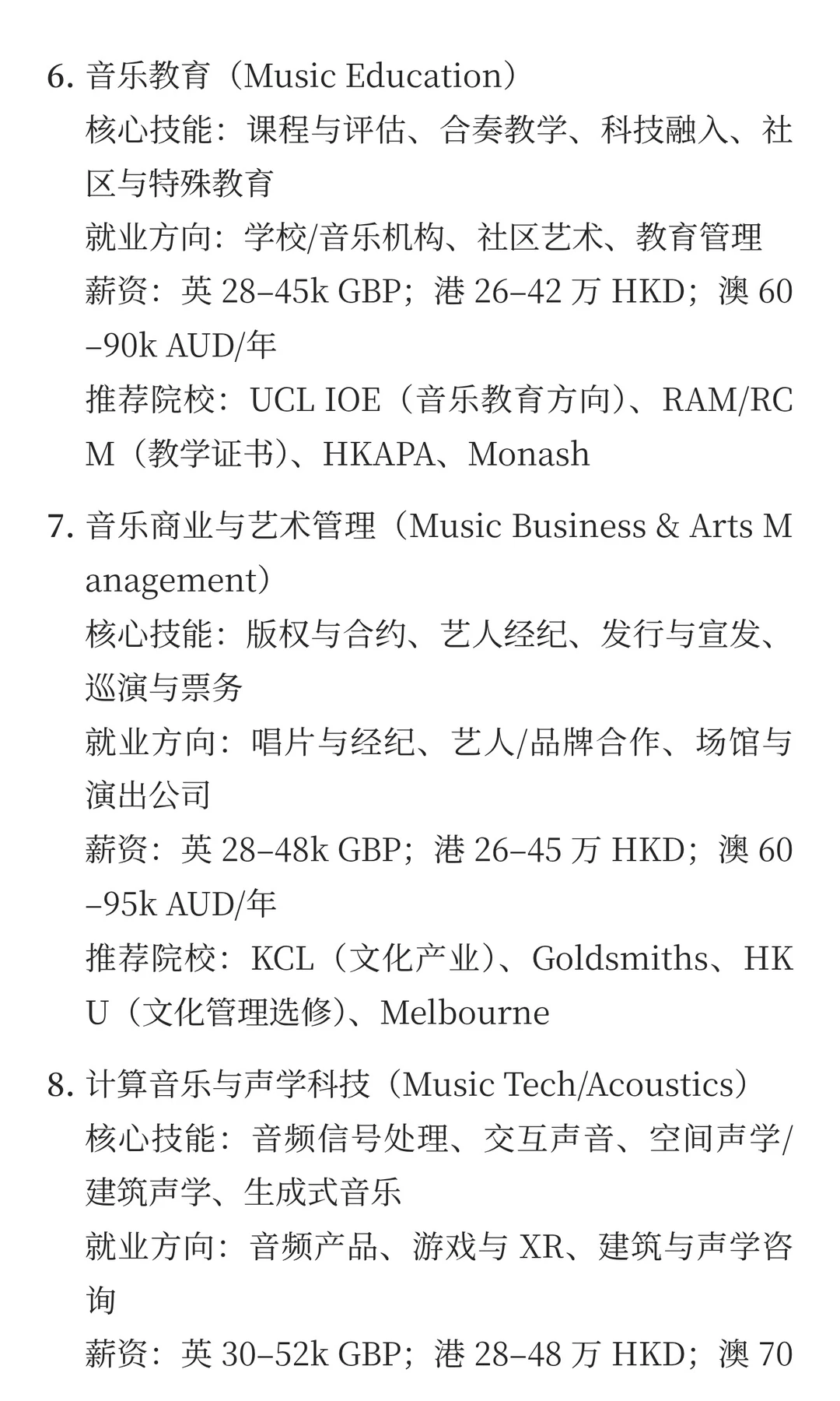 未来 5 年，音乐（Music）专业留学最吃香的