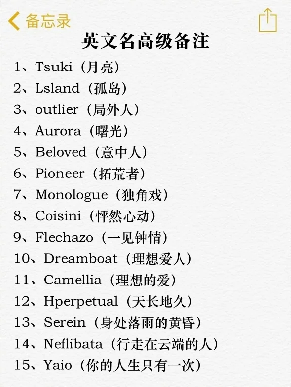 那些小众高级的英文昵称