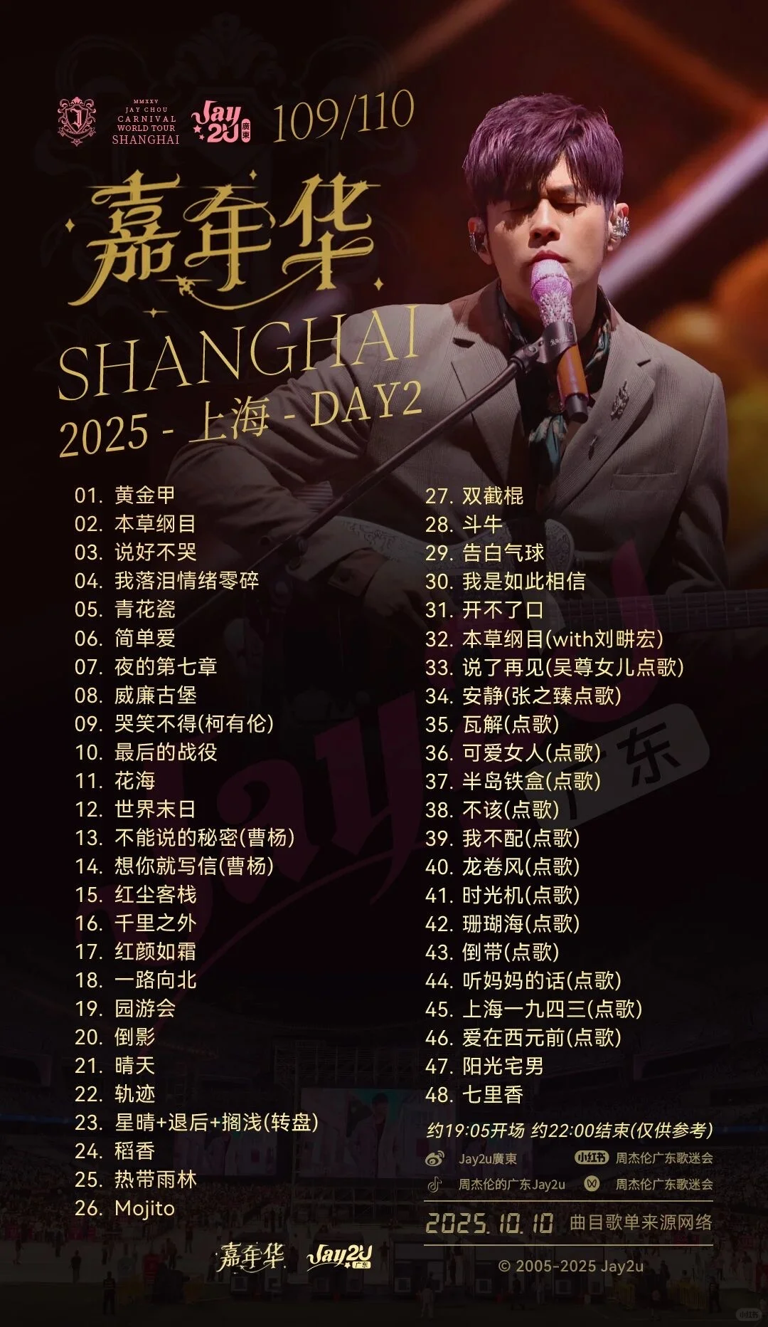 周杰伦上海演唱会 3 场歌单收藏