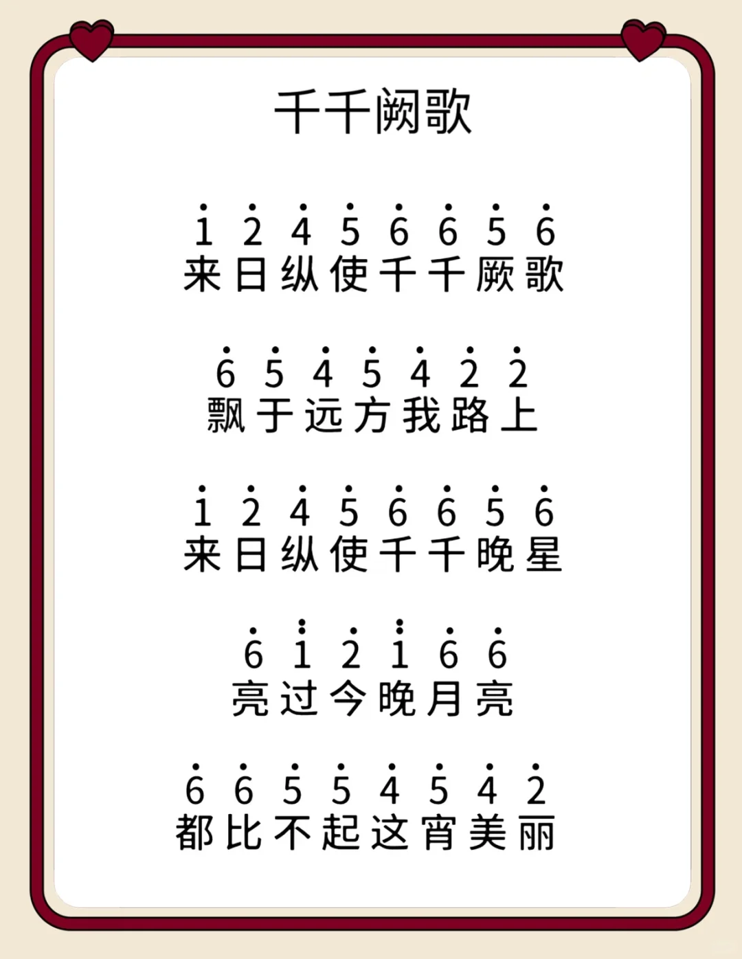 《千千厥歌》简谱/拇指琴