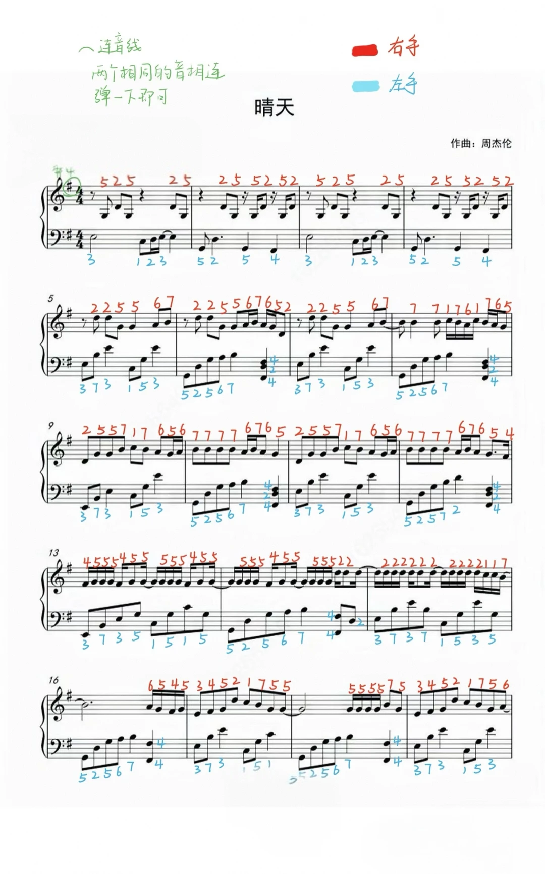 前奏一响，青春登场！🎵《晴天》全系曲谱