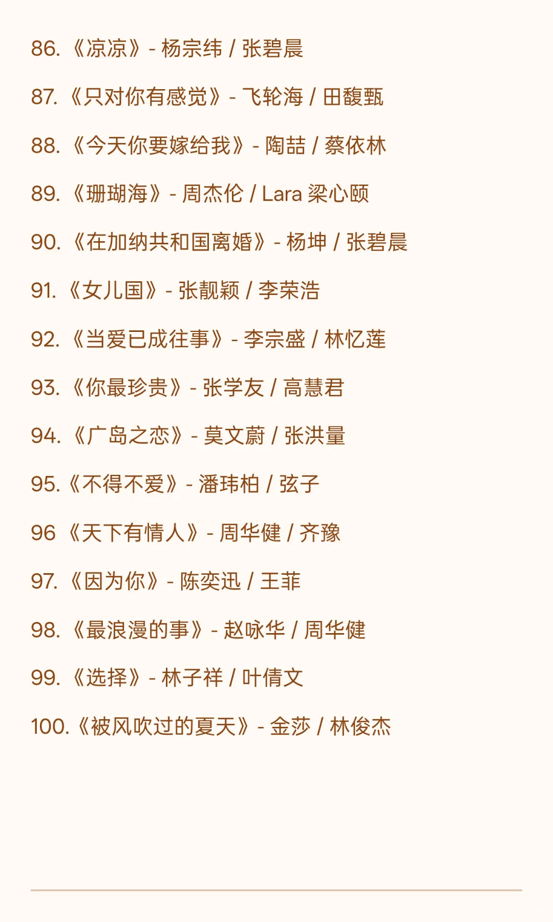 KTV必唱的100首歌