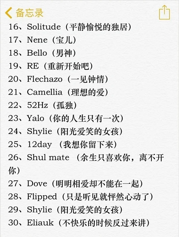 那些小众高级的英文昵称