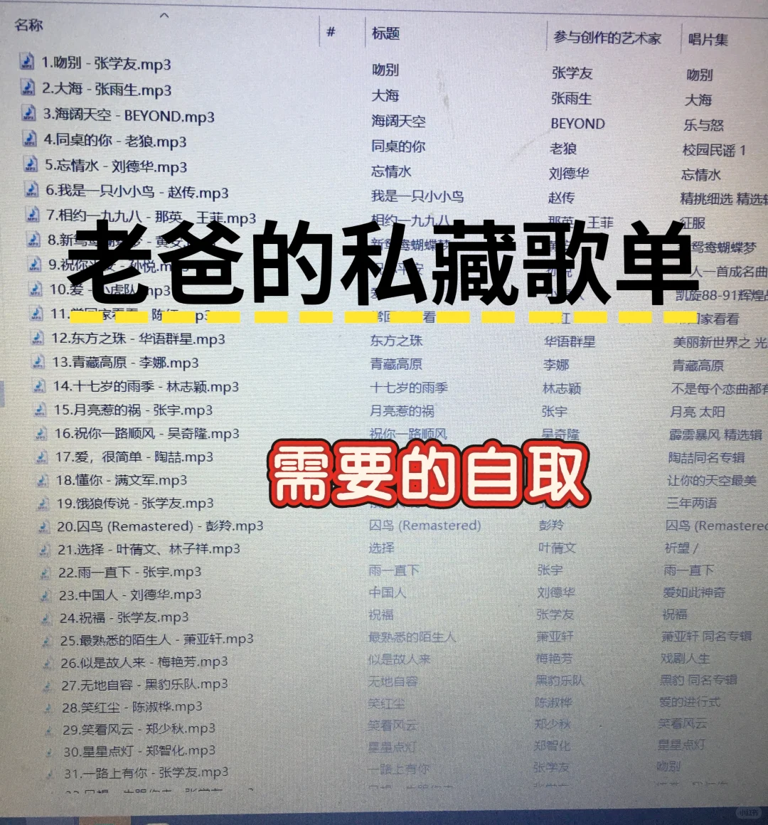 翻到老爸的私藏歌单,全是刻在DNA里的金曲