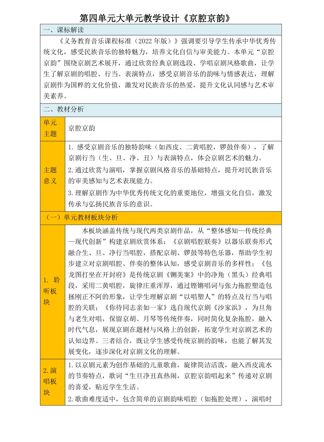 音乐老师分享【8】六年级上册大单元教学设计