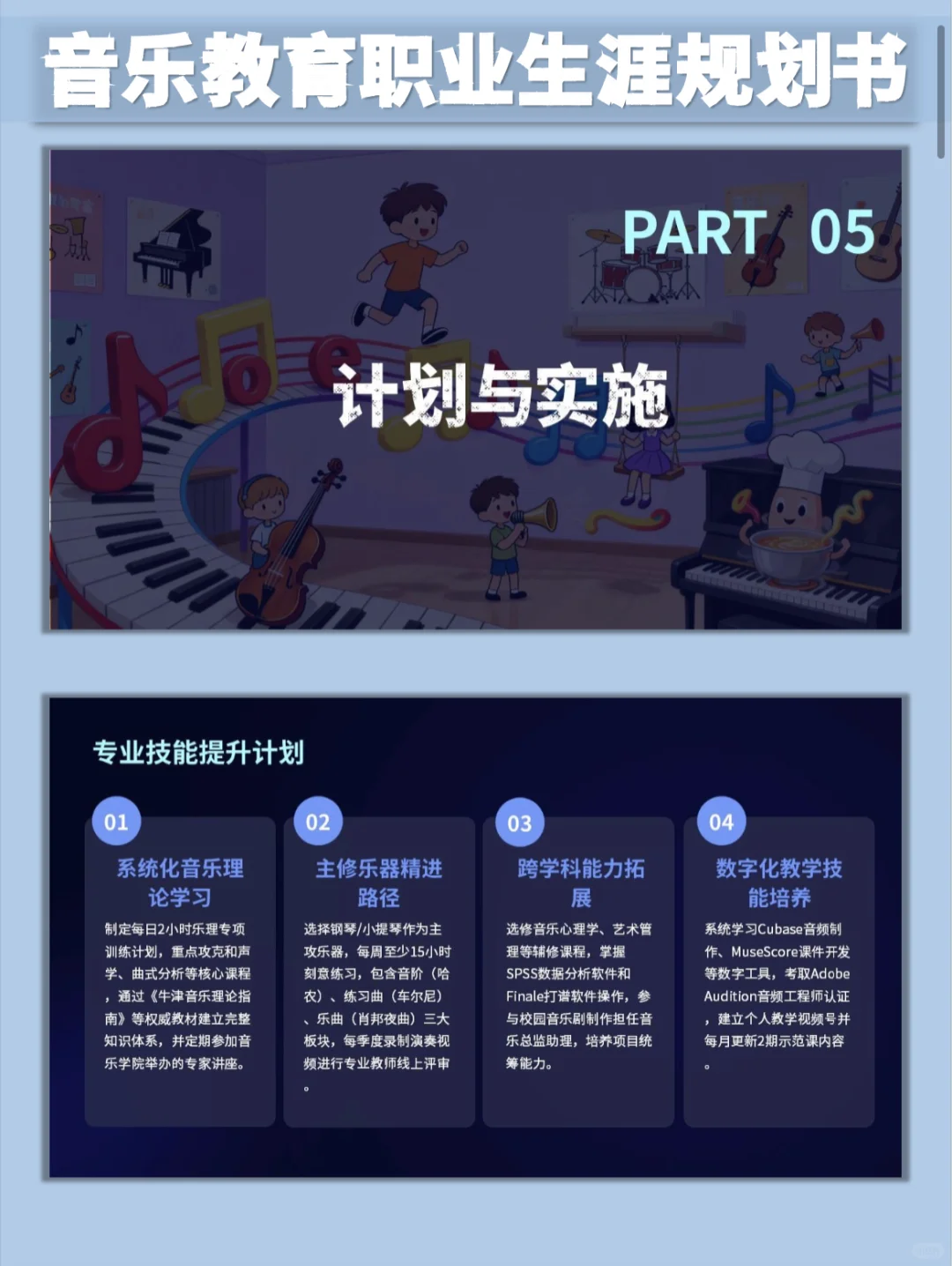 音乐教育大学生职业生涯规划书word➕PPT