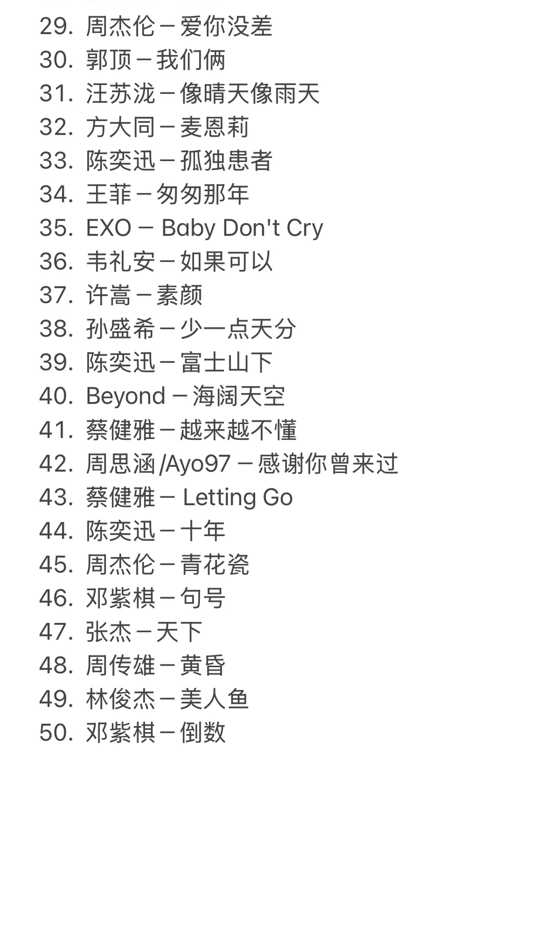 QQ音乐4月热歌榜top50