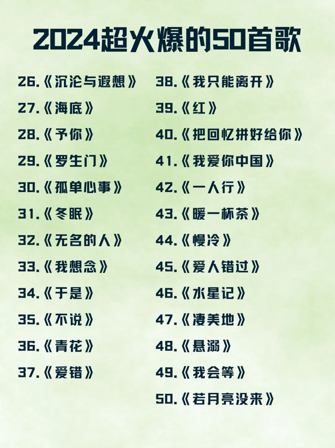 2024超级火爆的50首歌🎶