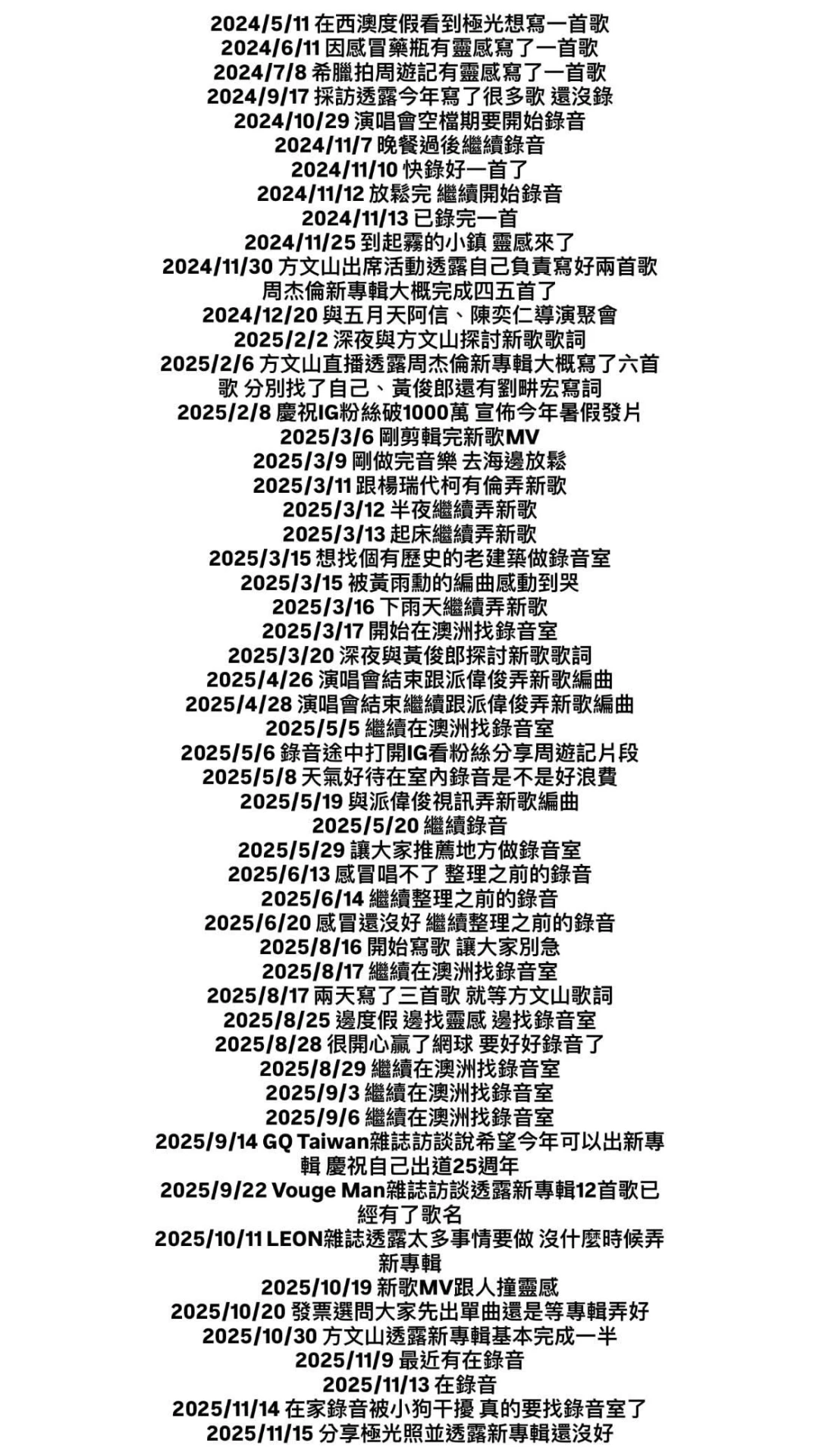 周杰伦新专辑预计有50首歌