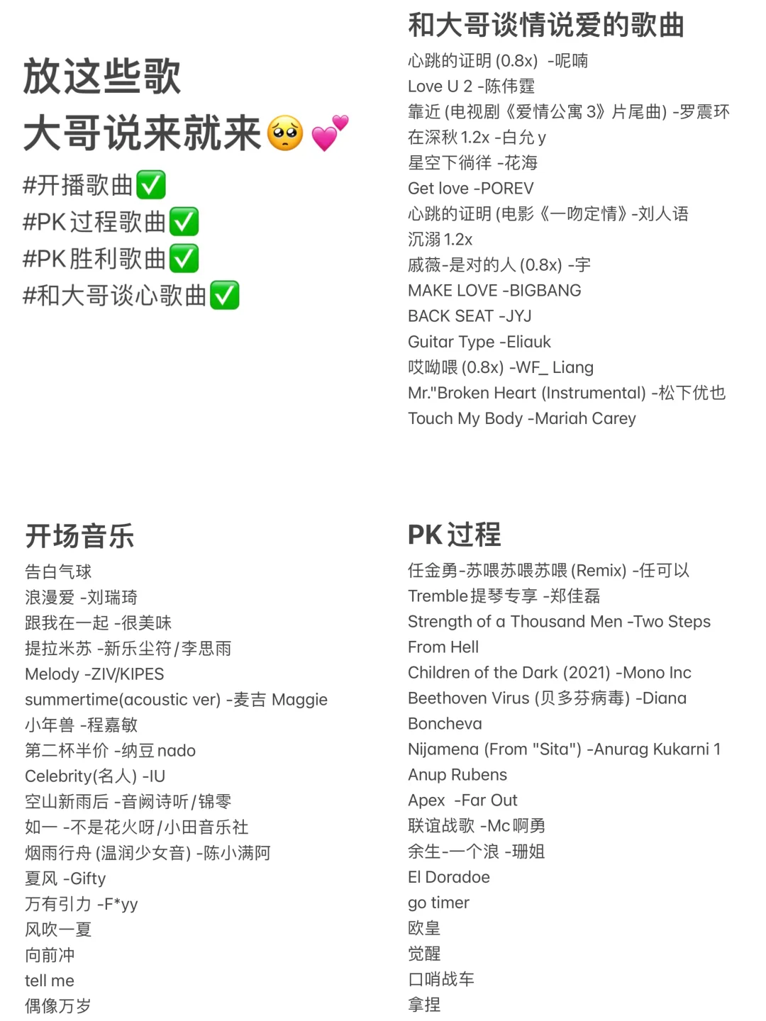 我直播时用的歌单❗️大哥就爱听这款的