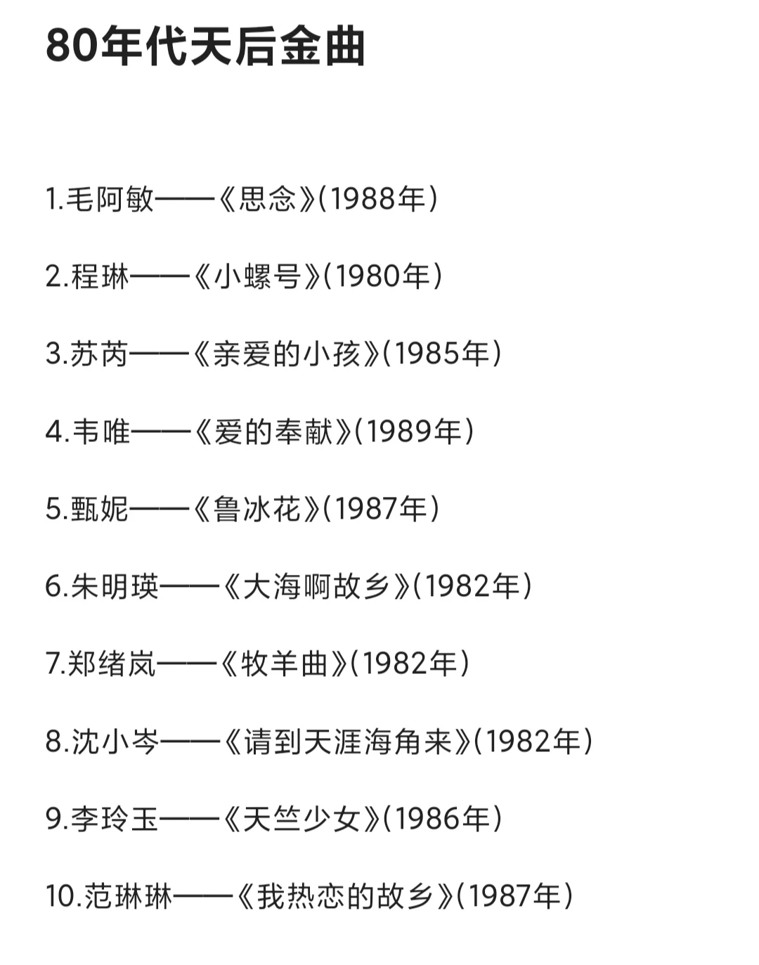 80年代天后金曲