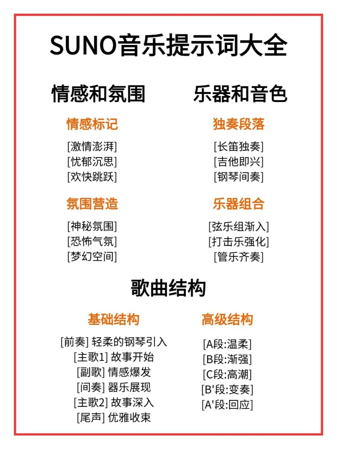 Suno高级歌词提示词合集✌