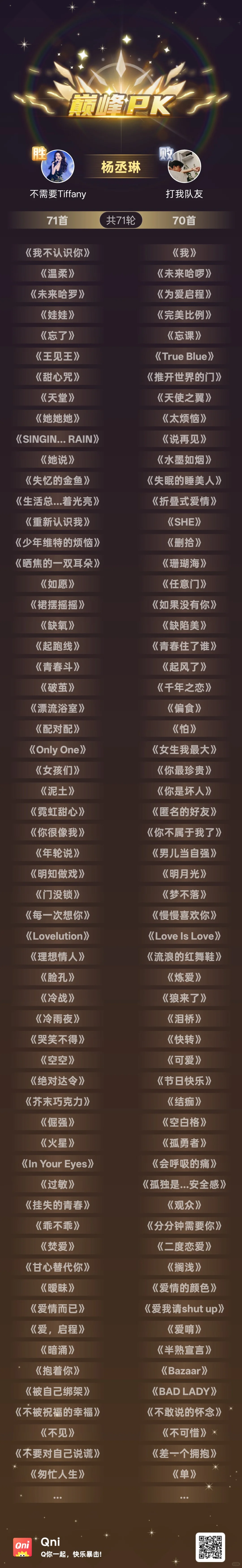 Qni里咱们在歌手pk这一块./