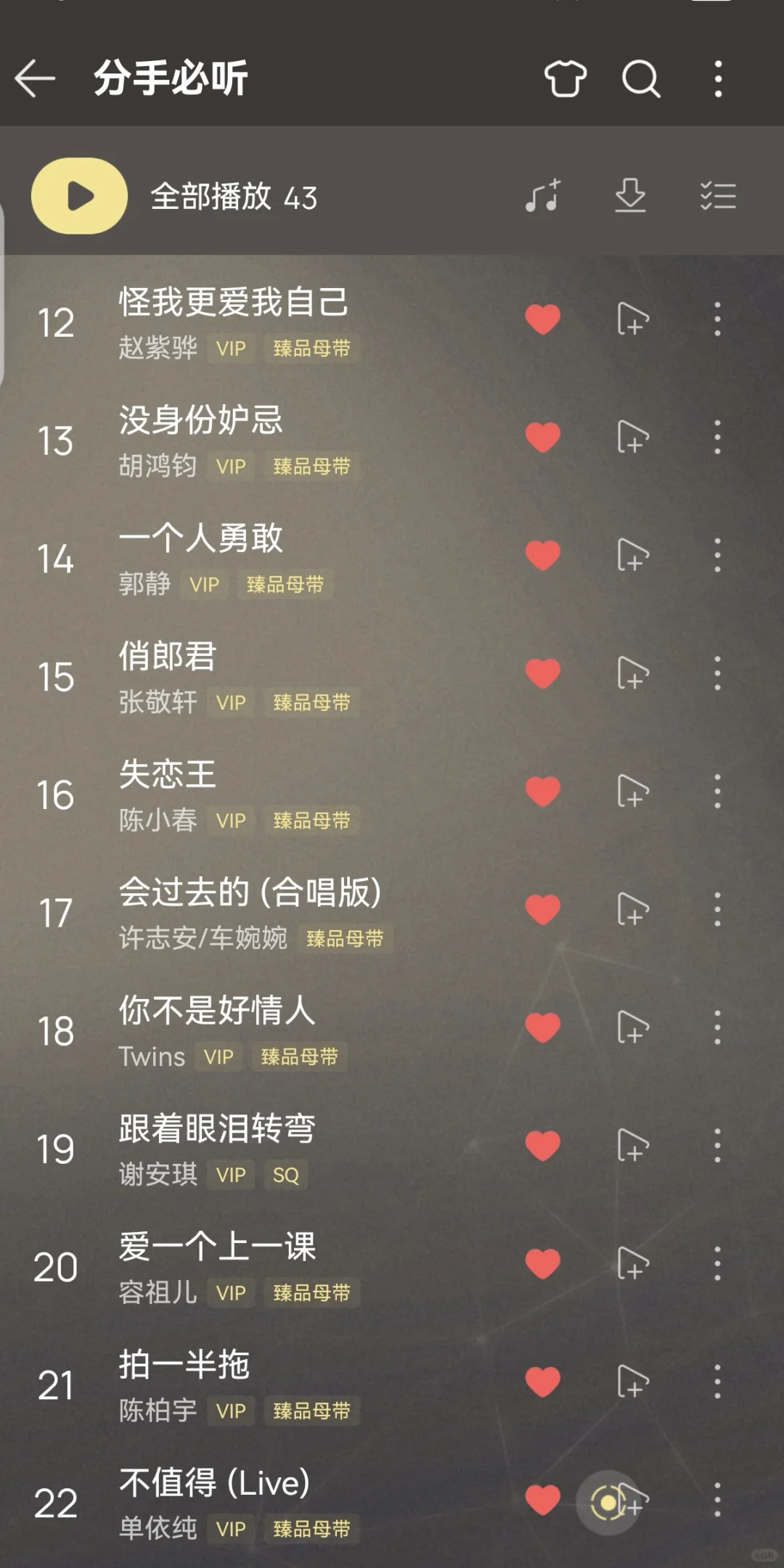 分手｜失恋必听歌单