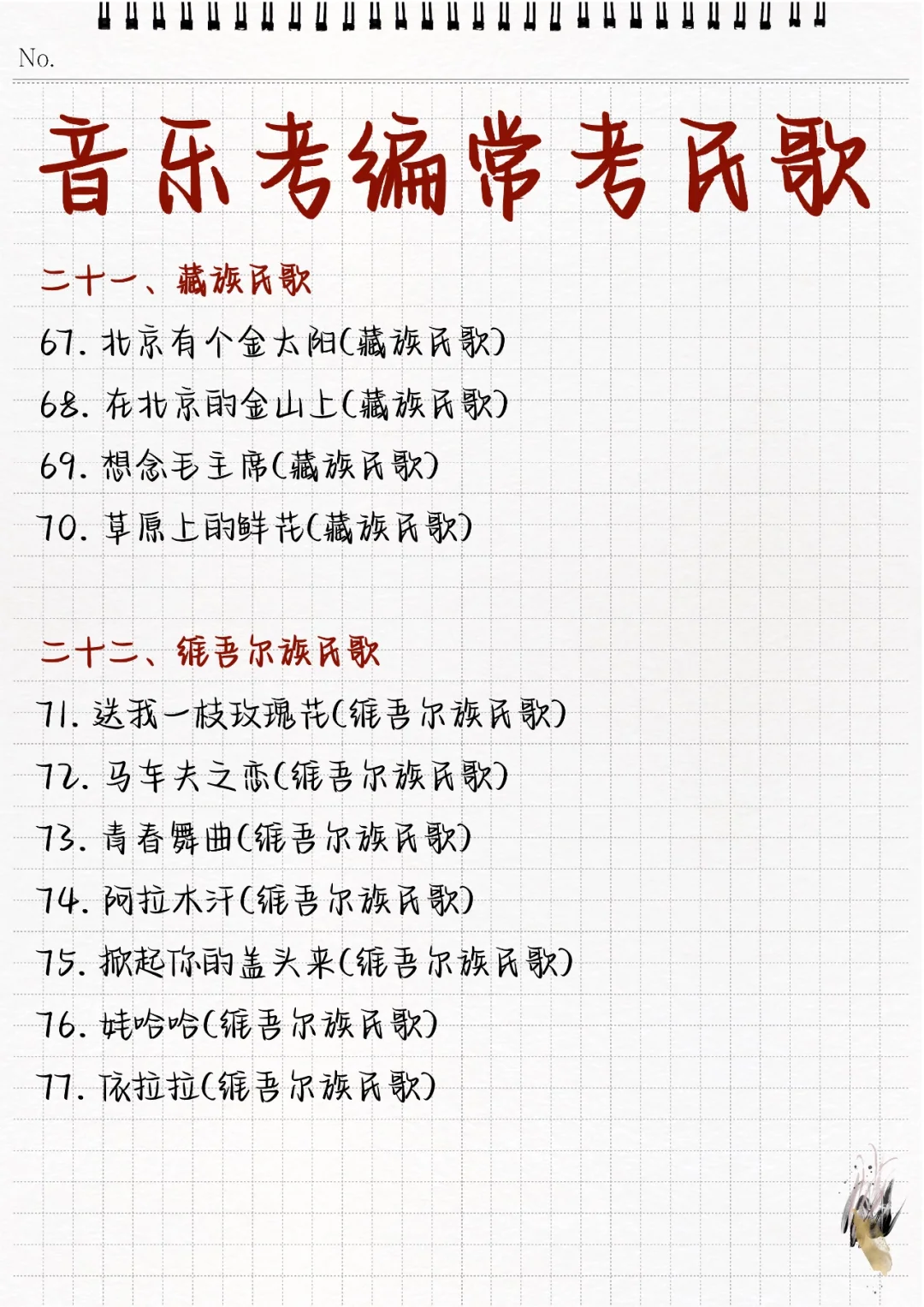 🔥音乐考编!88首常考民歌超全汇总!