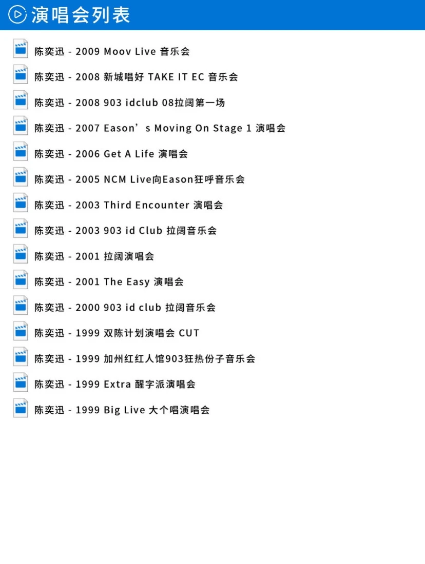 陈奕迅35场演唱会视频合集