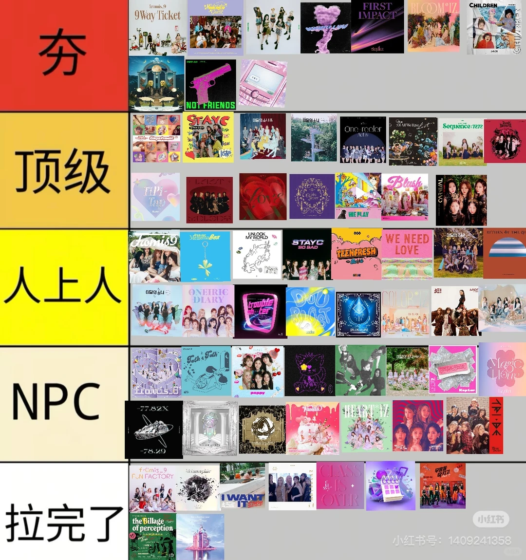 五代女团歌曲好感度个人向（2）