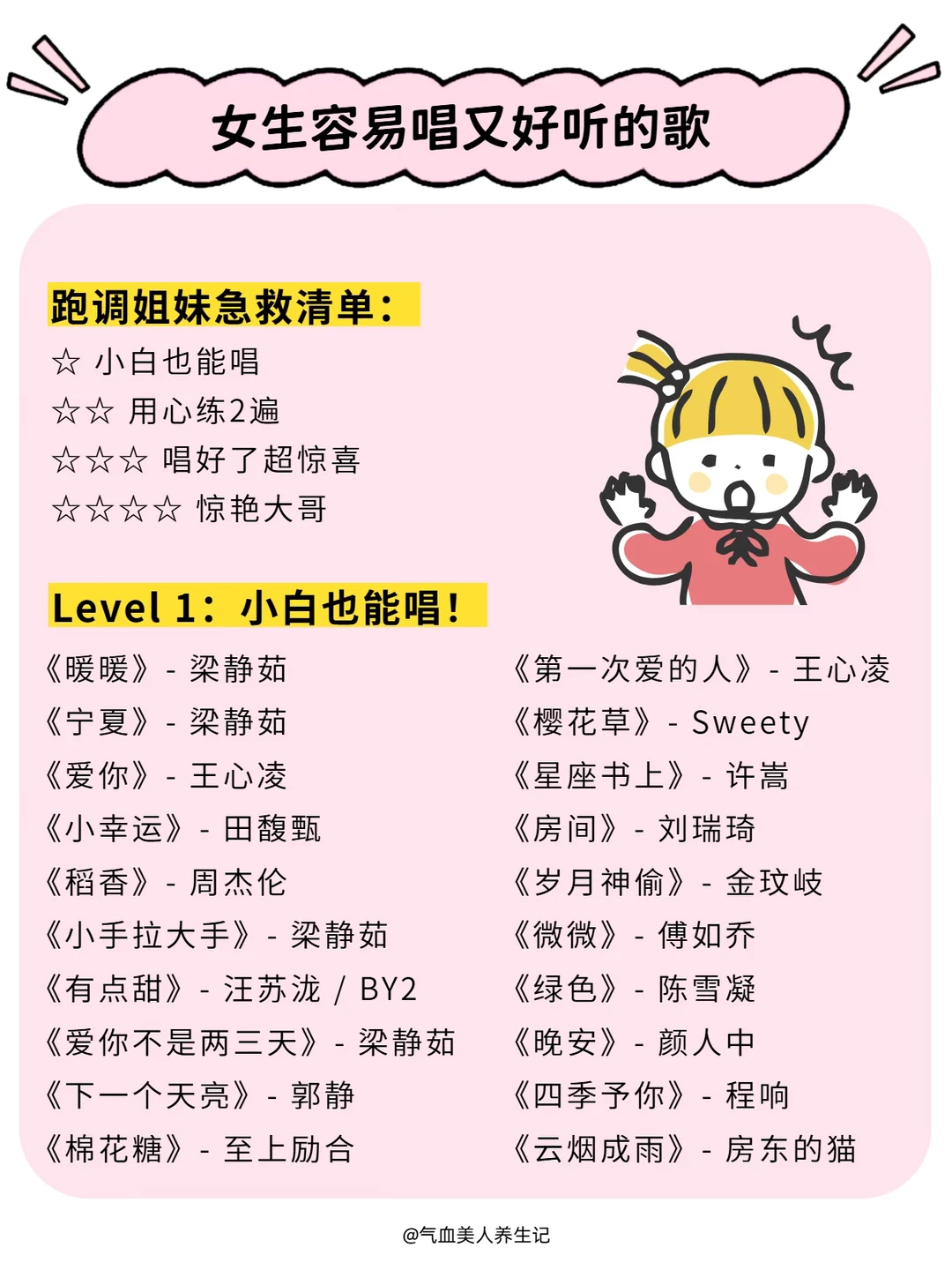 女生容易唱又好听的歌