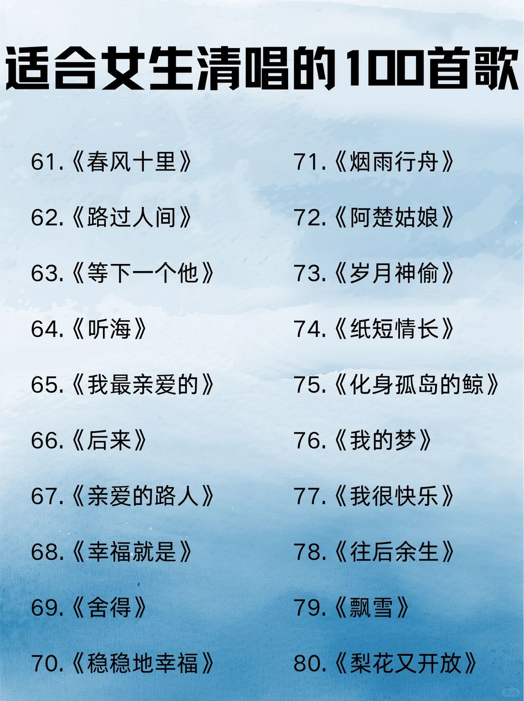🌟女生清唱100首🌟