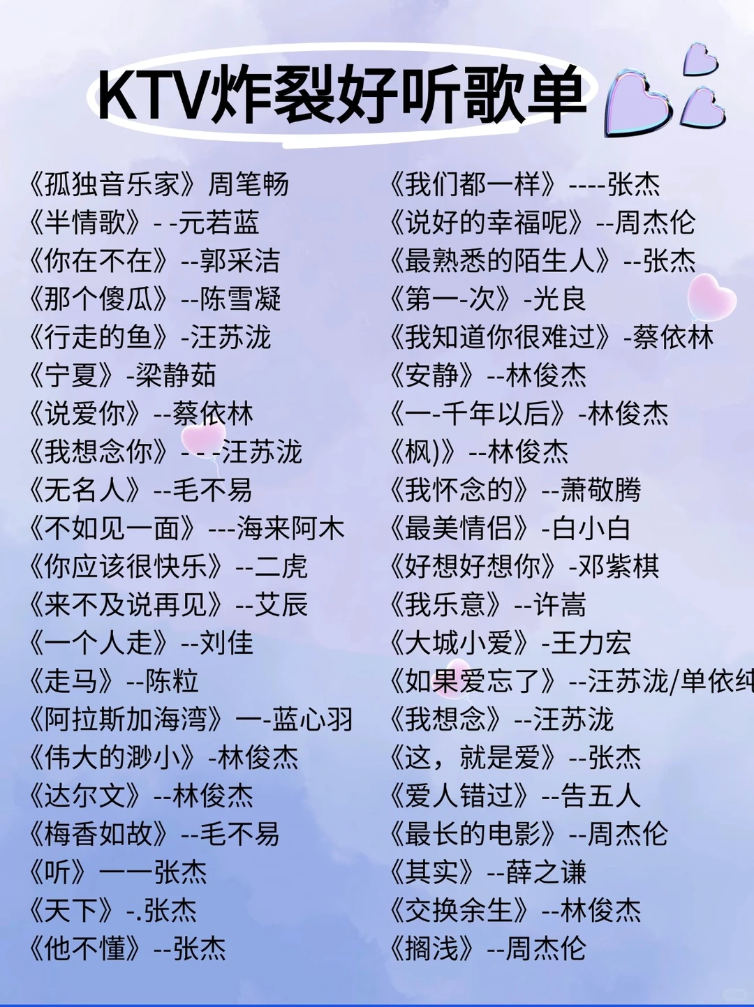 KTV必唱歌单‼️下次去KTV有救了！