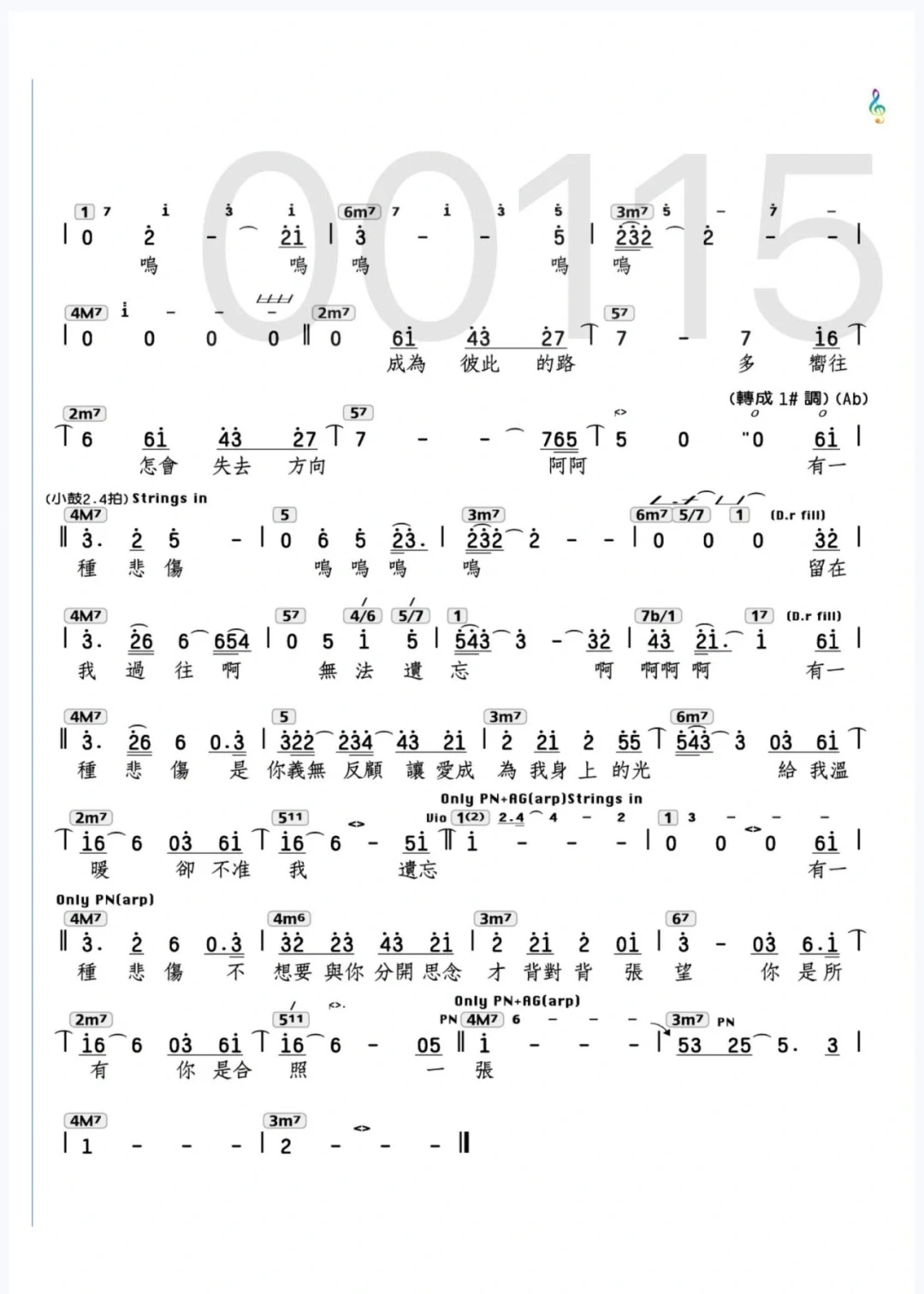 A-Lin《有一种悲伤》功能简谱