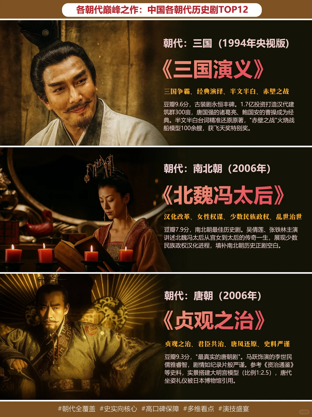 中国各朝代历史剧巅峰TOP12!!