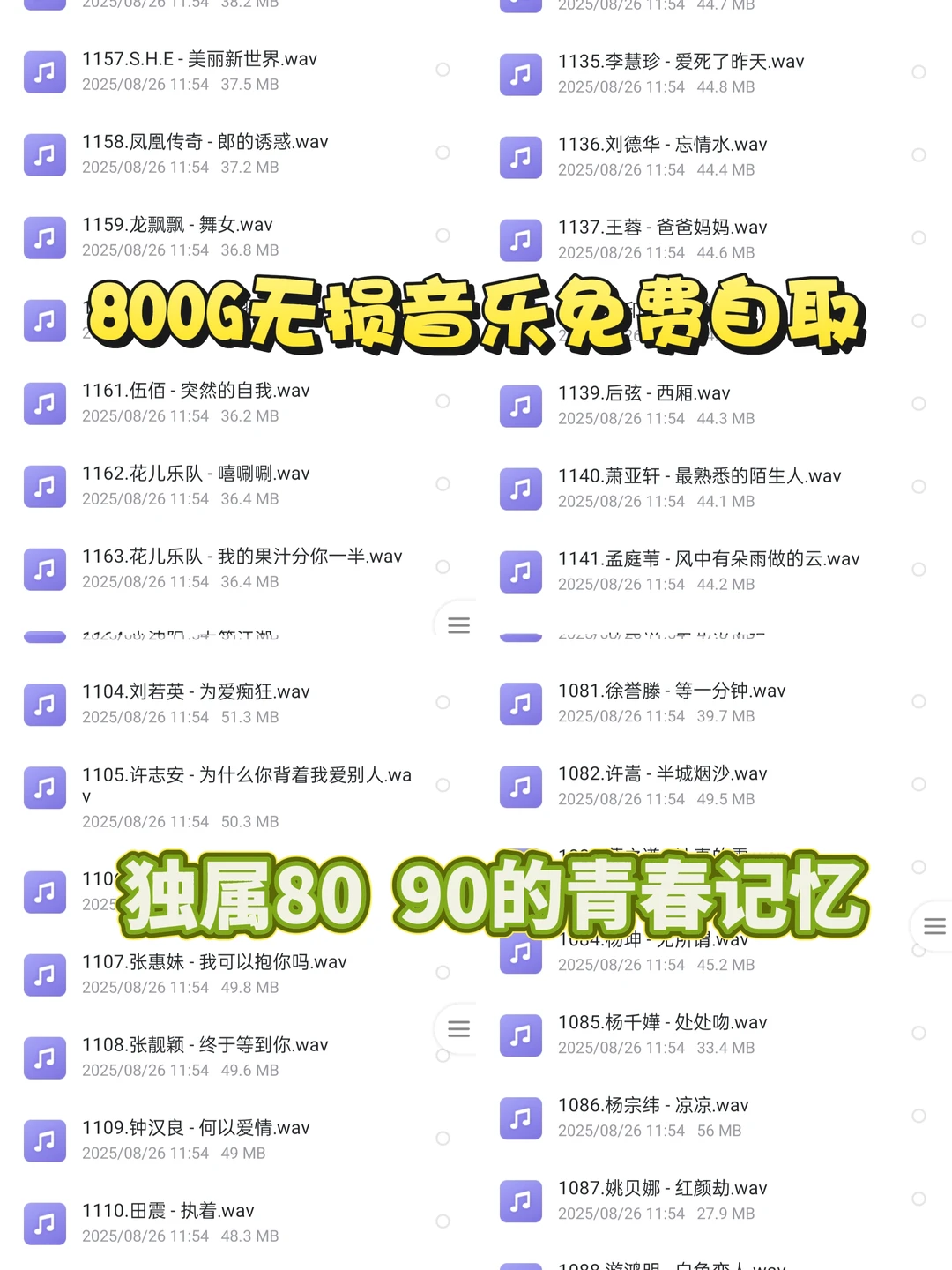 超全音乐合集独属80 90的青春回忆