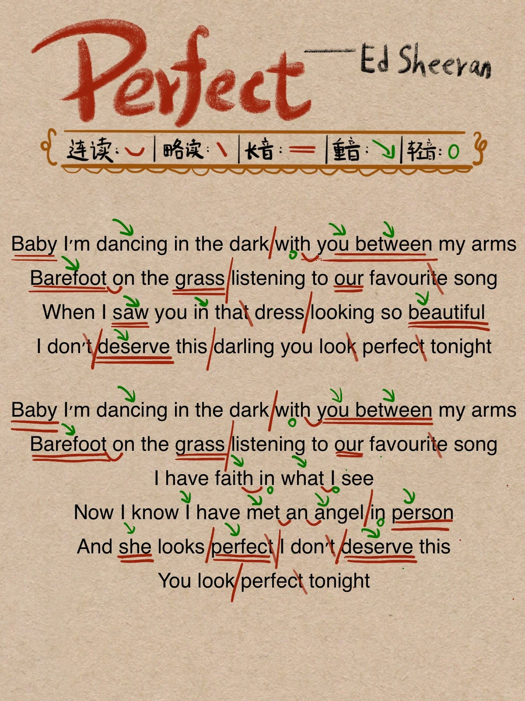 黄老板《Perfect》教唱标注图放送！