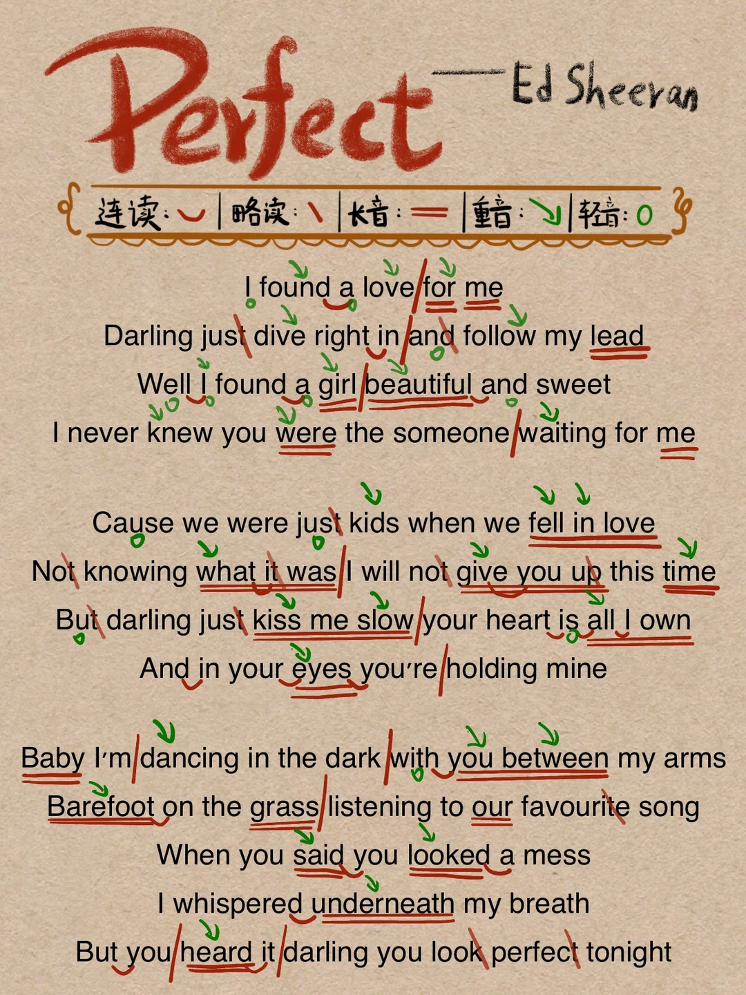 黄老板《Perfect》教唱标注图放送！