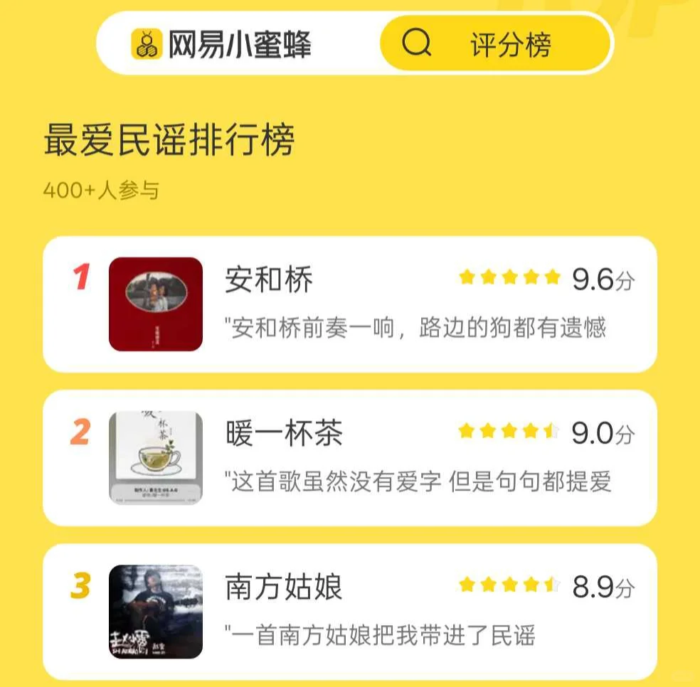 民谣排行榜，你的最爱是哪首？🎶