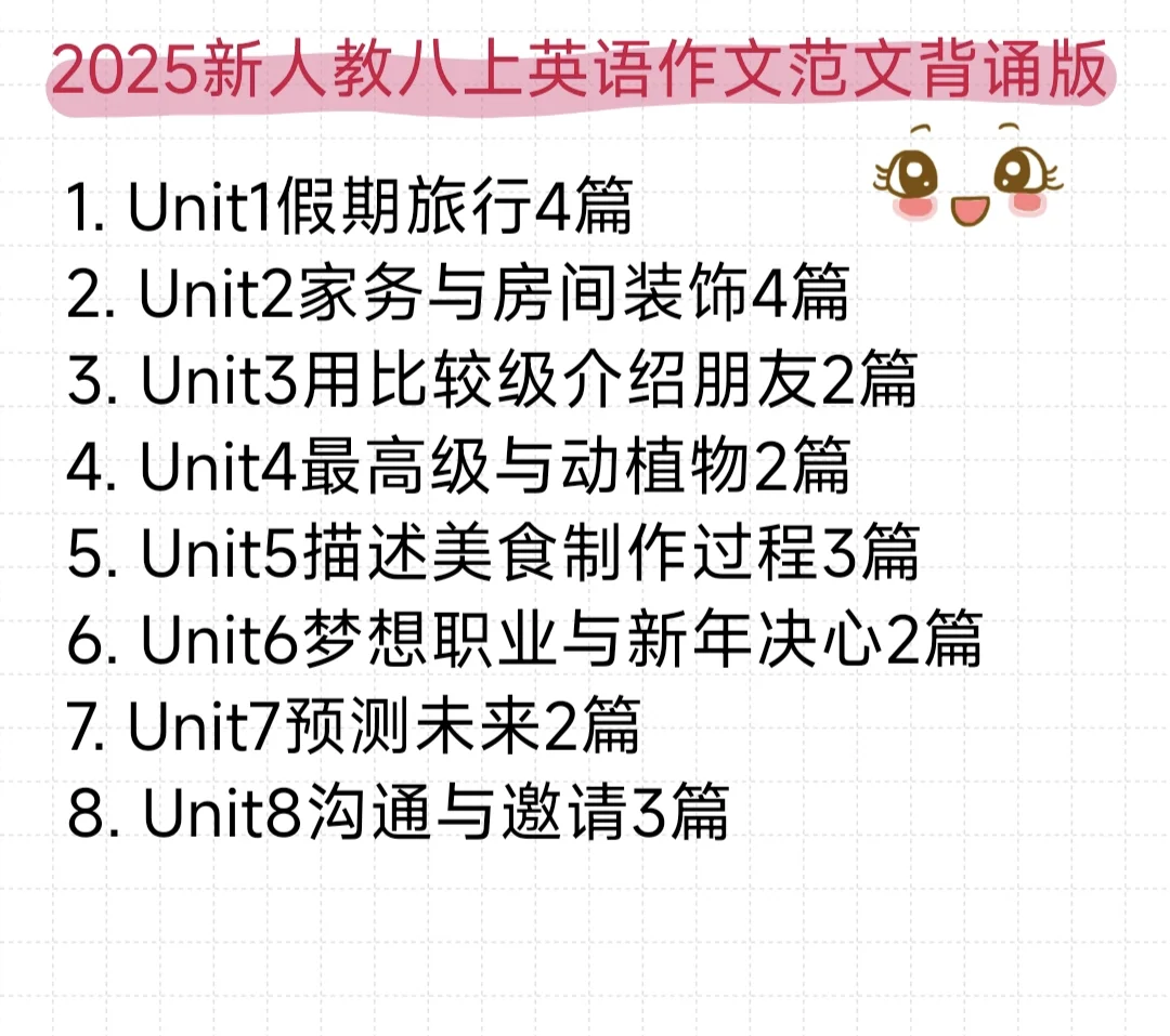 码住🔥｜新人教版八上英语作文范文背诵版