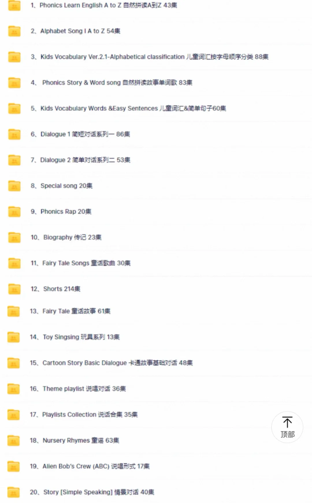 Englishsingsing0-8岁启蒙英语目录22🆚24