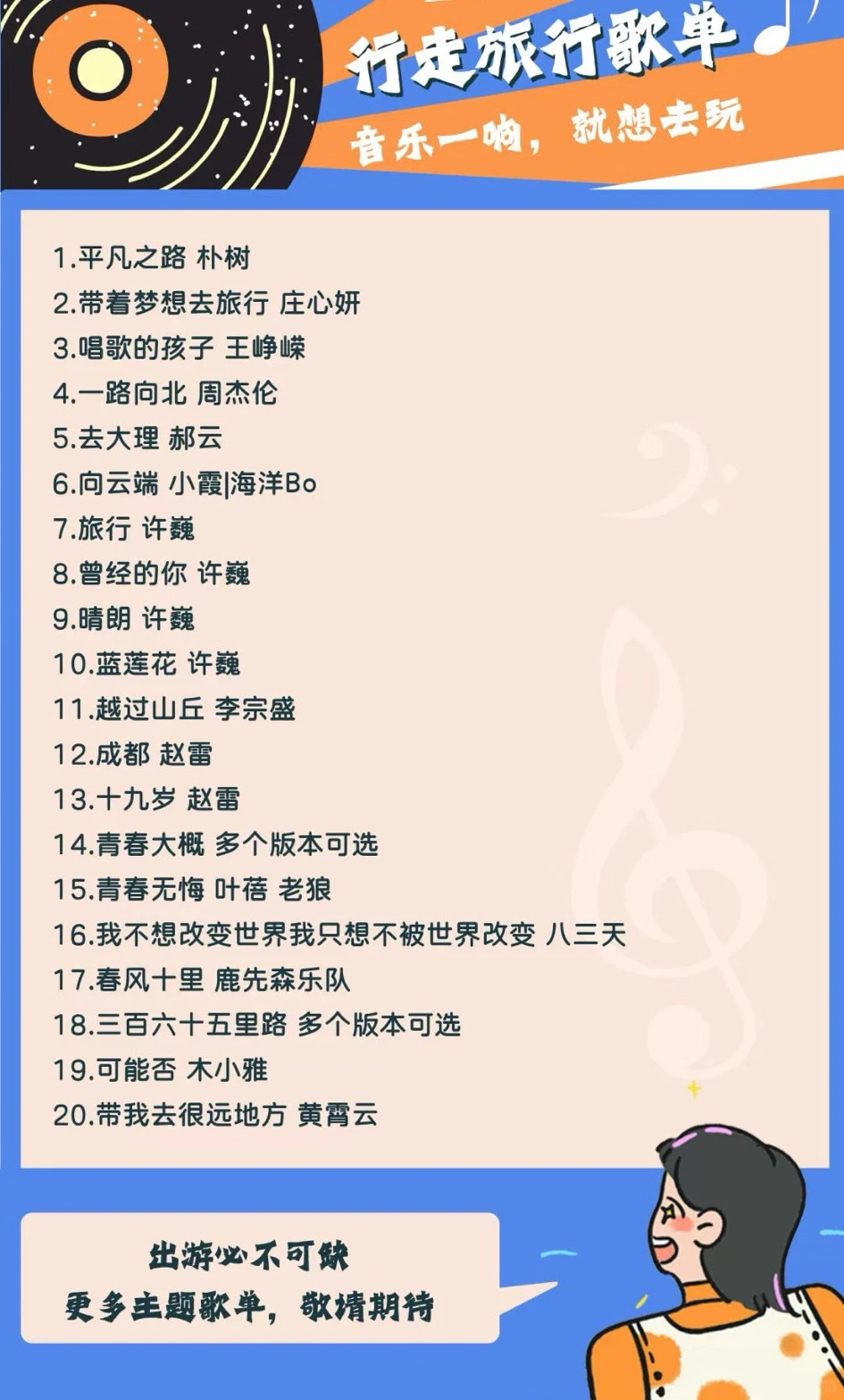 出行歌单分享:反正也赚不到钱,去旅游吧~