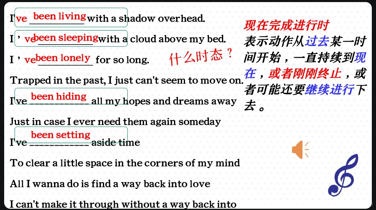 牛津译林选必二三单元语法导入歌曲