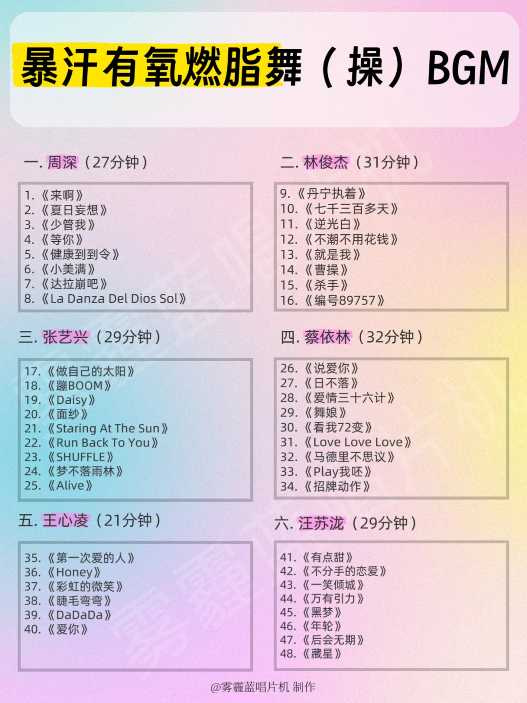 暴汗燃脂神仙歌单!七大顶流承包你的BGM