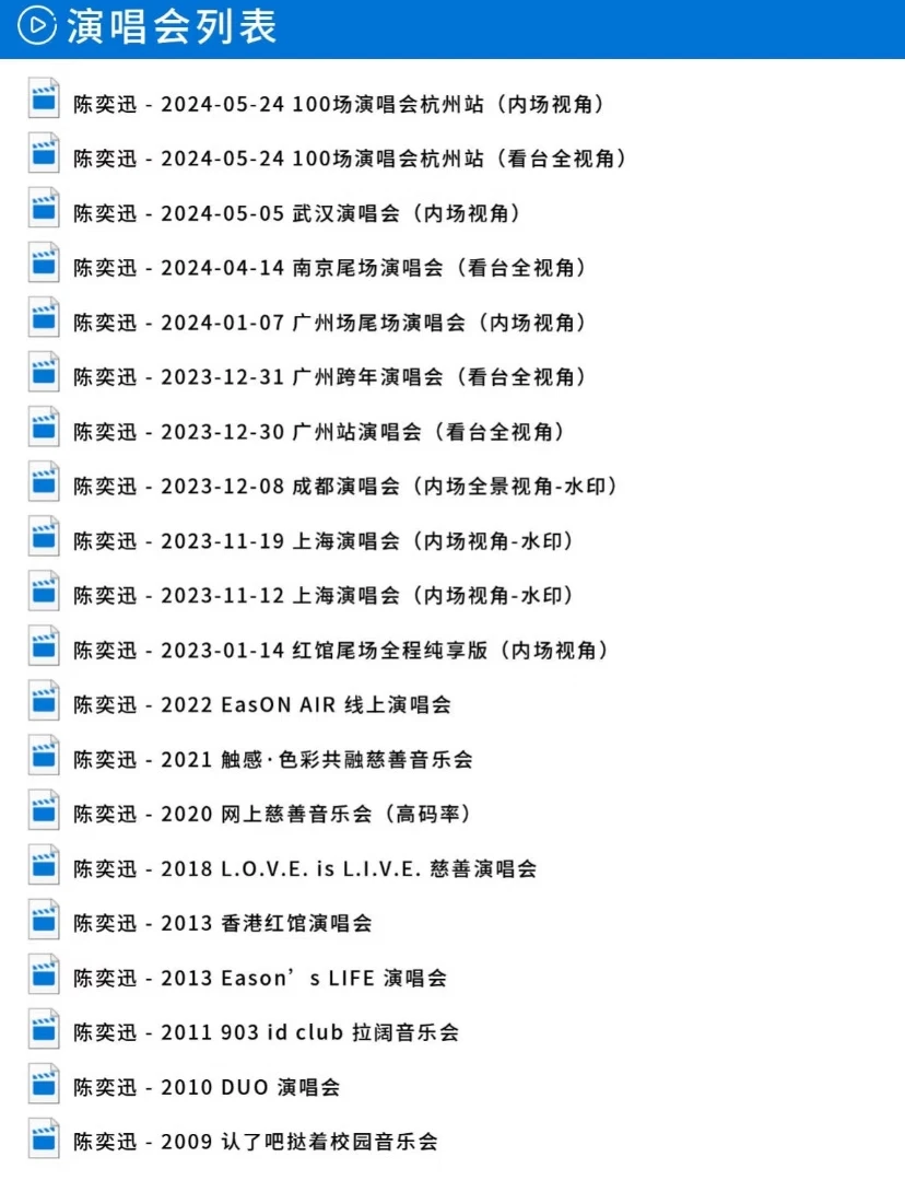 陈奕迅演唱会高清视频合集,经典不容错过✨