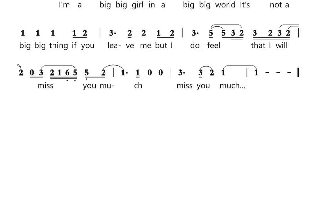 《big big world》简谱