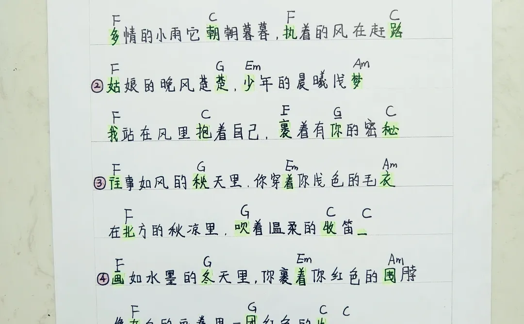 民谣经典曲谱分享16:小秋