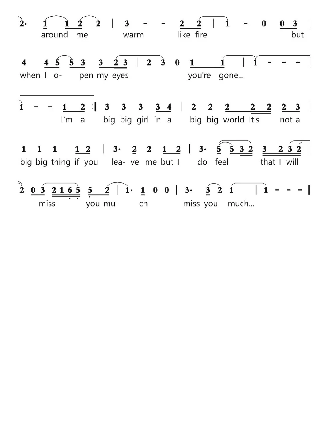 《big big world》简谱